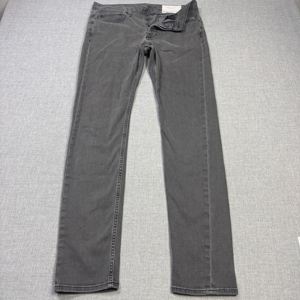 Rag & Bone Fit 1 Extra-Slim Button-Fly Jeans Mens 32x32 Gray Charcoal Wash